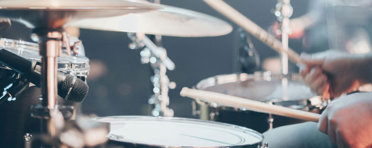 Tilt Shift Photo of Acoustic Drum Set